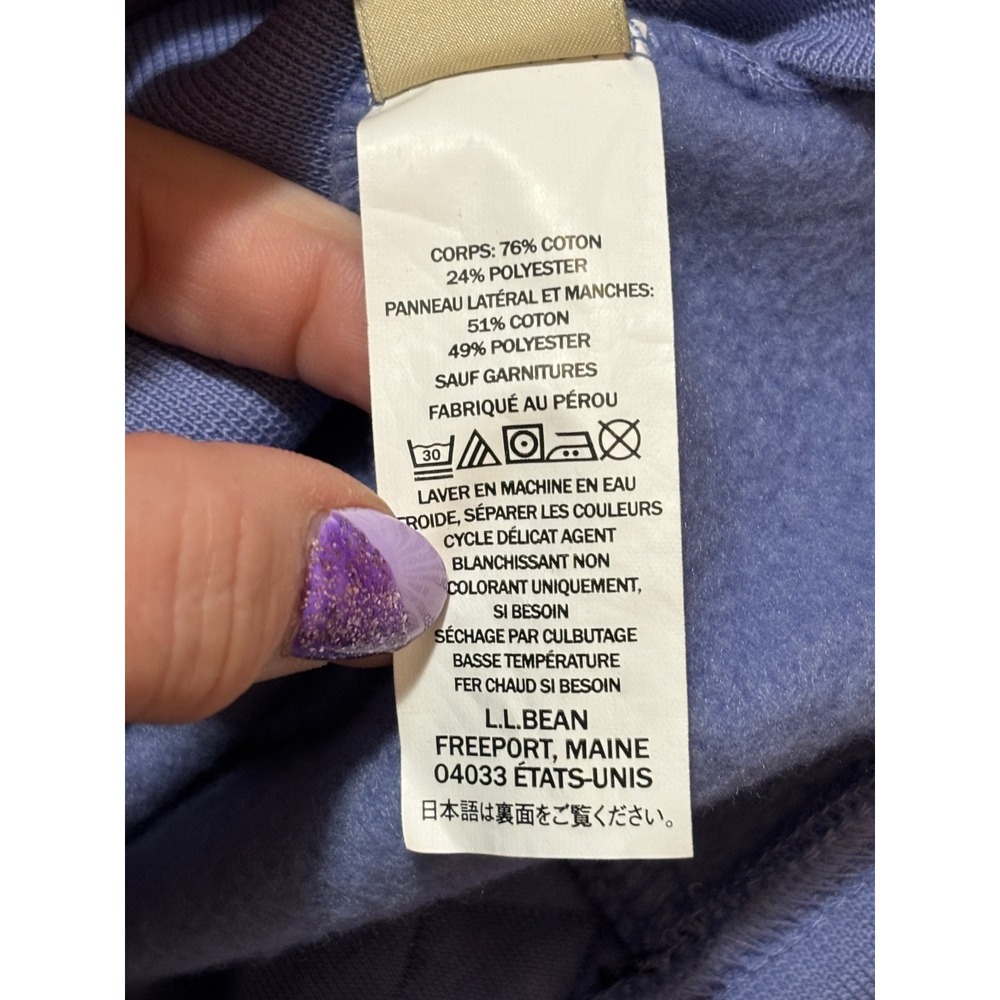 LL Bean Quilted Full Zip Sweatshirt Lavender Purple Mock Neck XL Tall 515668 - Picture 8 of 9